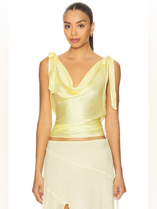 Astr Tops - NEW ASTR THE LABEL Allexina Top Lemon Yellow Satin Size Small